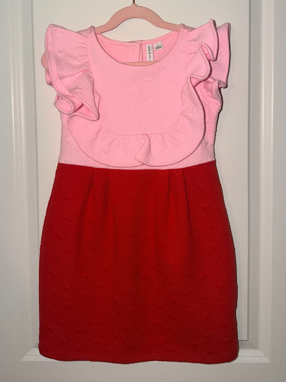 Janie and Jack Pink and Red Ruffle-Accent Dress. New Without Tags.
